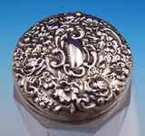Sterling Silver and Glass Dresser Jar with Flowers on Lid 1 3/8" x 7" (#9153)