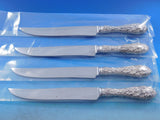 Rose by Stieff Sterling Silver Steak Knife Set 4pc Large Texas Sized Custom