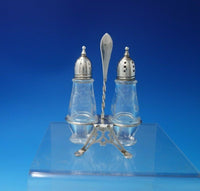 Jefferson by Lunt Sterling Silver Salt Pepper Shaker Pair Glass w/Carrier #5079