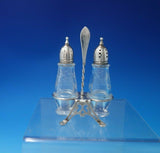 Jefferson by Lunt Sterling Silver Salt Pepper Shaker Pair Glass w/Carrier #5079