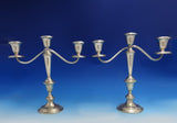 Old French by Gorham Sterling Silver Candlestick Pair 3-Light #808/1 (#8606)