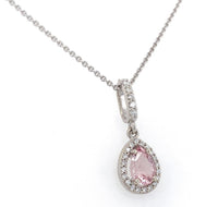 14k White Gold Pear Shaped Pink .58ct Genuine Natural Morganite Pendant (#J6470)