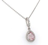 14k White Gold Pear Shaped Pink .58ct Genuine Natural Morganite Pendant (#J6470)