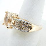 10k Gold 2.85ct Genuine Natural Morganite Ring w/ White and Pink Diamonds #J4399