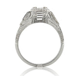18k Gold Art Deco .41ct Diamond FIligree Lab-Created Sapphires GIA Report #J6749