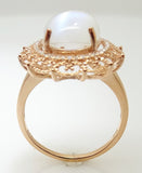 14k Rose Gold 3.83ct Genuine Natural Moonstone Ring with Diamonds (#J3318)