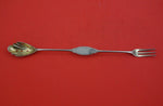 Coin Silver by Albert Coles Olive Spoon /fork combination GW brite-cut  9 5/8"