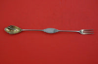 Coin Silver by Albert Coles Olive Spoon /fork combination GW brite-cut  9 5/8"