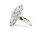Platinum Cocktail Leaf Ring with 1.10ct TW Genuine Natural Diamonds (#J5953)
