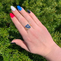 10k Gold Men's Ring w/ Genuine Natural Blue Onyx and Diamond NOS Size 8 (#J6629)