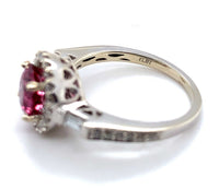 14k Gold Hot Pink Genuine Natural Tourmaline and Diamond Halo Ring (#J6364)
