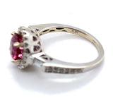 14k Gold Hot Pink Genuine Natural Tourmaline and Diamond Halo Ring (#J6364)