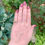 14k Yellow Gold Handwrought Rose Ring with Genuine Natural Ruby Diamond (#J7410)