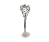 18k Gold .25ct Genuine Natural Sapphire Filigree Art Deco Ring Size 6.5 (#J6406)