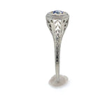 18k Gold .25ct Genuine Natural Sapphire Filigree Art Deco Ring Size 6.5 (#J6406)