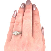 14k Gold Art Deco .37ct Genuine Natural Diamond Filigree Engagement Ring #J5445