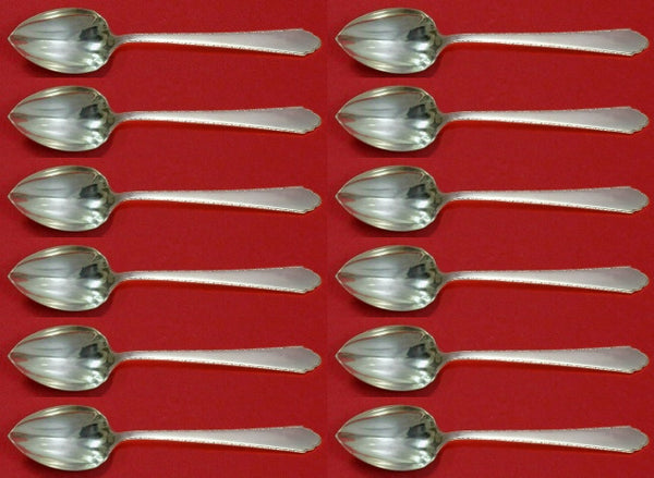 William and Mary by Lunt Sterling Silver Grapefruit Sp Custom Set 12 pcs Fluted