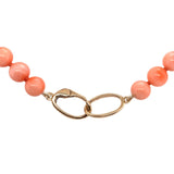 Graduated 11.7mm to 5.55mm Genuine Natural Coral Bead Necklace 14k Clasp #J7331