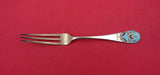 Maintenon by Shiebler Sterling Strawberry Fork vermeil enameled "Albany" 4 7/8"