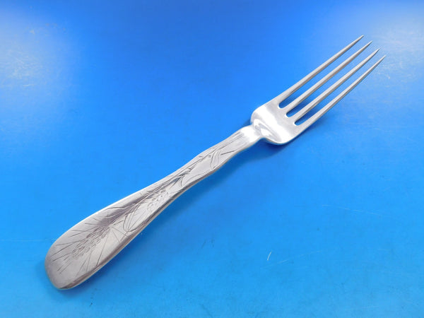 Lap Over Acid Etched by Tiffany Sterling Silver Dinner Fork with Wheat 7 7/8
