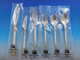 Aegean Weave Gold by Wallace Sterling Silver Flatware Set 12 Service 72 pcs New