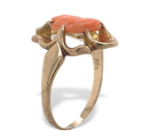 10k Yellow Gold Genuine Natural Coral Cameo Ring Size 6 Jewelry (#J7062)