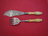 English Victorian Sterling Silver Fish Serving Set Sheffield 1861 Server 13"