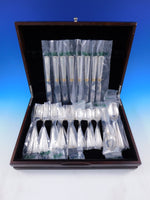 Embassy Scroll Gold by Lunt Sterling Silver Flatware Set 8 Service 40 pcs New