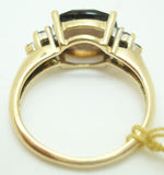 14K Gold Checkerboard 3.83ct Genuine Natural Smoky Quartz Ring w/Diamonds #J2515