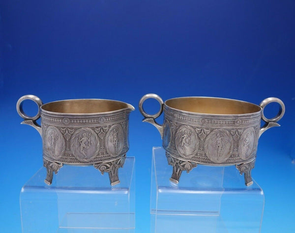 Lotus by Whiting Sterling Silver Sugar Creamer Set 2pc #402 Art Nouveau (#4345)