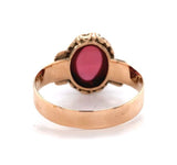 Victorian 9k Yellow Gold Ring with 3.79ct Cabochon Genuine Natural Garnet #J6387