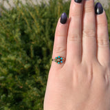 Victorian 10k Rose Gold Turquoise / Glass and Pearl Rosette Ring (#J7077)