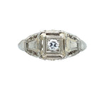 18k White Gold Filigree .07ct European Cut Genuine Natural Diamond Ring (#J6183)