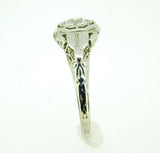 Art Deco 18k White Gold Genuine Natural Diamond Filigree Ring .29ct (#J863)