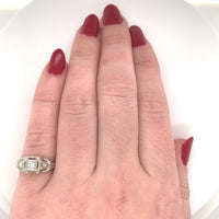18k White Gold Filigree .07ct European Cut Genuine Natural Diamond Ring (#J6183)