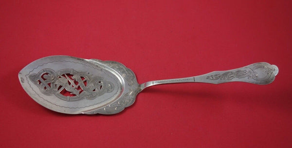 Norwegian .830 Silver Pie Server Flat Handle Pierced Bright-Cut 10 3/4"