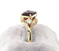14k Yellow Gold 2.13ct Square Genuine Natural Garnet and Diamond Ring (#J6148)