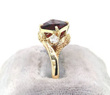 14k Yellow Gold 2.13ct Square Genuine Natural Garnet and Diamond Ring (#J6148)