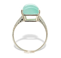 18k White Gold 5.73 Carat Genuine Natural Aquaprase Ring Size 7.5 (#J7215)