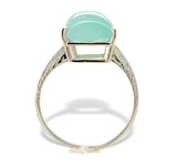 18k White Gold 5.73 Carat Genuine Natural Aquaprase Ring Size 7.5 (#J7215)