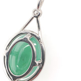 Platinum 9.55 Carat GIA Jadeite A Jade Pendant w/Diamond Platinum Chain (#J6512)
