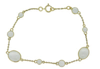 18k Yellow Gold 6.5ct Genuine Natural Moonstone Bracelet Jewelry (#J4560)