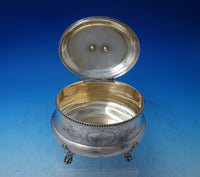 Beaded by Unknown German .800 Silver Tea Caddy Bright-Cut w/ Lion Feet (#6043)