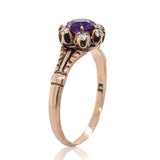 10k Rose Gold Victorian Genuine Natural Amethyst and Diamond Ring Size 7 #J6900