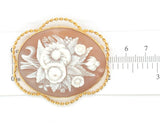 10k Gold Genuine Natural Shell Cameo Brooch Pin of a Bouquet of Flowers (#J6692)