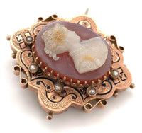 10k Rose Gold Victorian Genuine Natural Agate Cameo Pin Jewelry (#J6194)