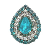 14k White Gold Brazilian Paraiba Tourmaline and Diamond Earrings w/Report #J6913