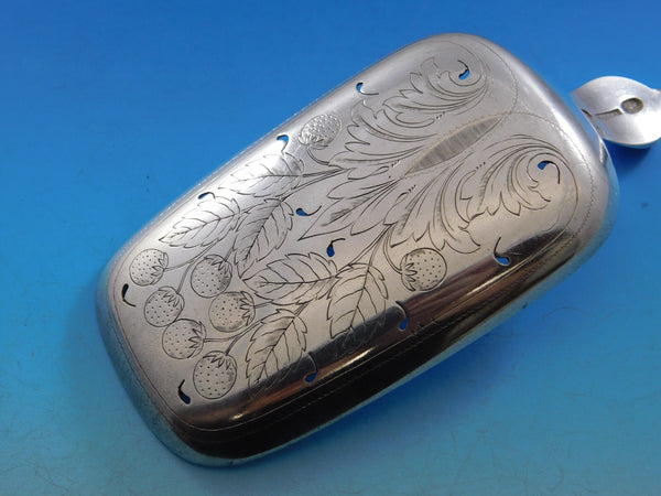 Peter Hertz Danish Sterling Silver Large Platter Spoon with Strawberries 12"