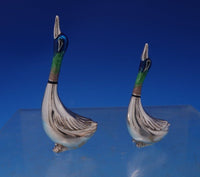 Italian Sterling Silver Figurine Pair of Geese with Enamel 1.1 ozt. (#7242)