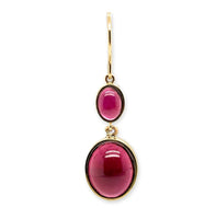 14k Yellow Gold 12.29 Carat TW Genuine Garnet Cabochon Drop Earrings (#J7134)